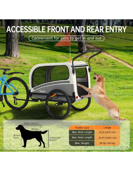 Remolque de bicicleta para perros Sepnine 40 kg gris oscuro