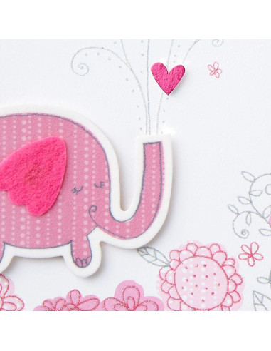 Tarjeta de Baby Shower Hallmark Elefante Rosa 12.7x18.3cm
