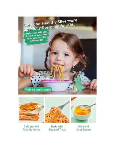 Juego de Cubiertos para Niños EIUBUIE Acero Inoxidable 4 Piezas