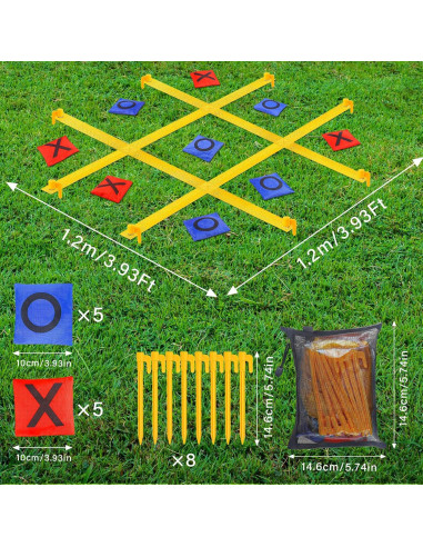 Juego de Tres en Raya Gigante GoBene para Jardín - 10 Bolsas de Frijoles