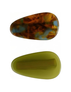 Clips de Cabello Sin Doblado Fosrisix 4cm - 2PCS Marrón Tortuga y Verde Bosque