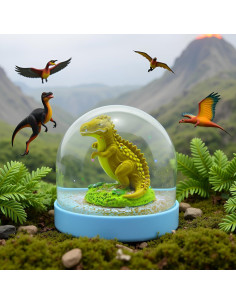 Globo de Nieve Mini Dinosaurio Lightahead con Base Azul 8.6cm 2