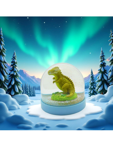 Globo de Nieve Mini Dinosaurio Lightahead con Base Azul 8.6cm