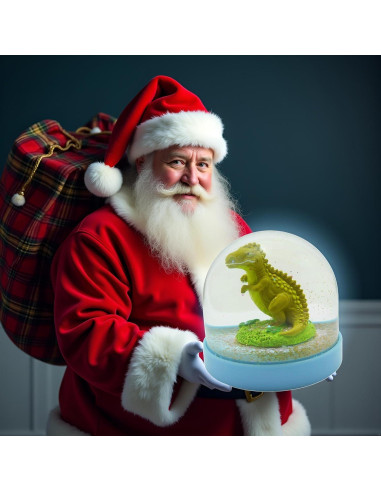 Globo de Nieve Mini Dinosaurio Lightahead con Base Azul 8.6cm