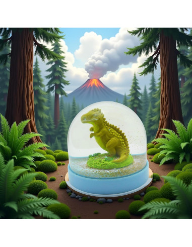 Globo de Nieve Mini Dinosaurio Lightahead con Base Azul 8.6cm