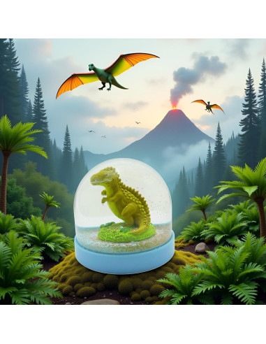 Globo de Nieve Mini Dinosaurio Lightahead con Base Azul 8.6cm
