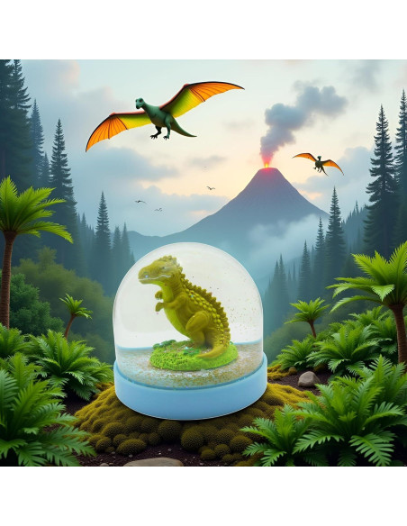 Globo de Nieve Mini Dinosaurio Lightahead con Base Azul 8.6cm