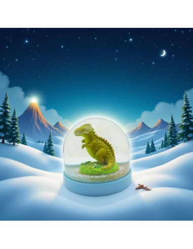 Globo de Nieve Mini Dinosaurio Lightahead con Base Azul 8.6cm