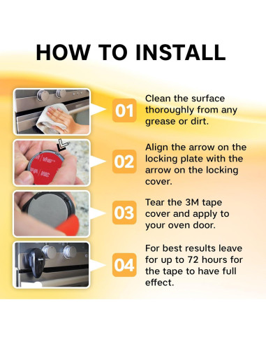 BeeGo Cerradura de Seguridad para Horno Negro - Adhesivo 3M VHB