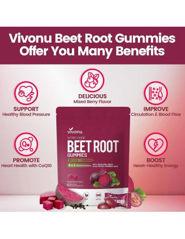 Suplemento de Energía VivoNu Super Beetroot 60 gomitas