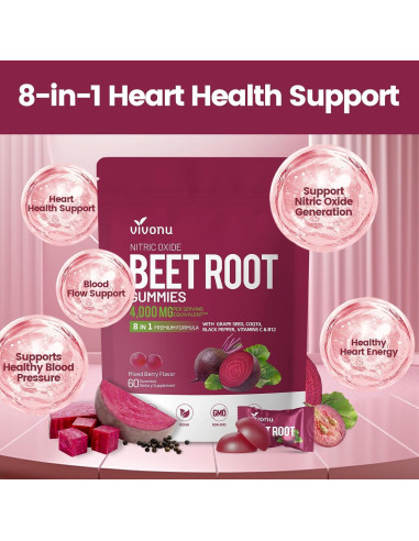 Suplemento de Energía VivoNu Super Beetroot 60 gomitas