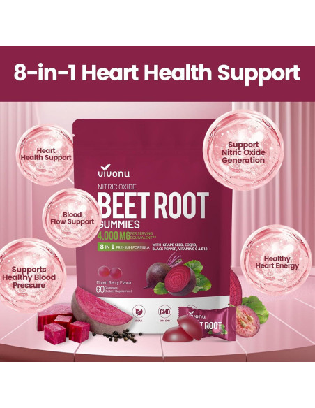 Suplemento de Energía VivoNu Super Beetroot 60 gomitas