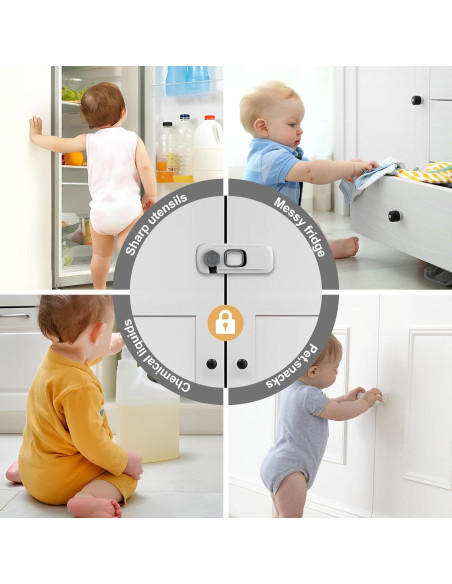 5 Cerraduras de Refrigerador a Prueba de Niños BECOMTO Gris