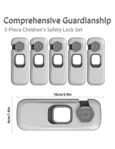 5 Cerraduras de Refrigerador a Prueba de Niños BECOMTO Gris