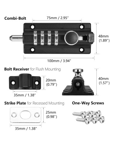 Cerrojo de Combinación Kitmose IVUS000763 Resistente al Óxido