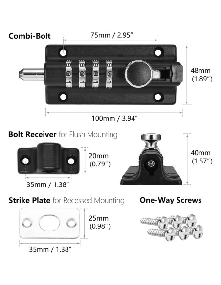 Cerrojo de Combinación Kitmose IVUS000763 Resistente al Óxido