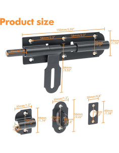 Pestillo de Puerta Alise MCX1000B-6C Acero Inoxidable 15.24 cm 2