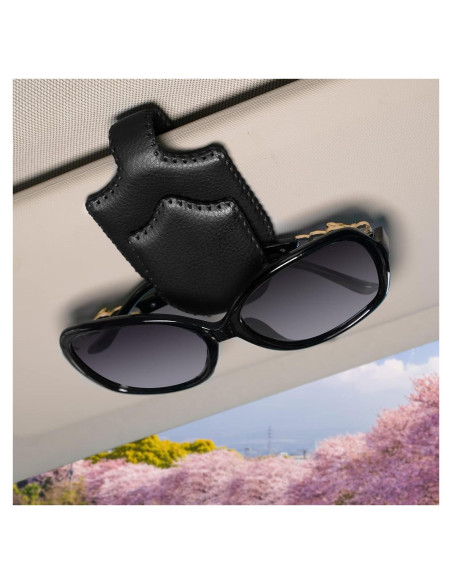 Soporte de Gafas de Sol AMVOYOA para Visera de Coche Negro