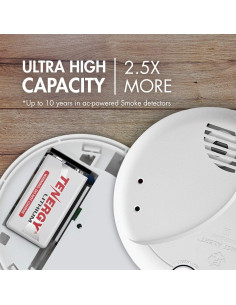 Baterías de Litio 9V Tenergy, Paquete de 2, 1200mAh, 10 Años Vida Útil 2