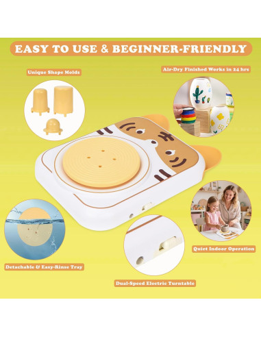 Torno de Alfarería Eléctrico YOOIU PW-001T para Niños 6+