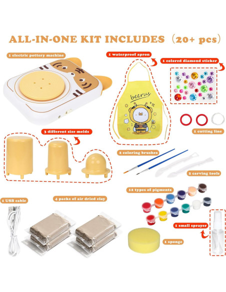 Torno de Alfarería Eléctrico YOOIU PW-001T para Niños 6+