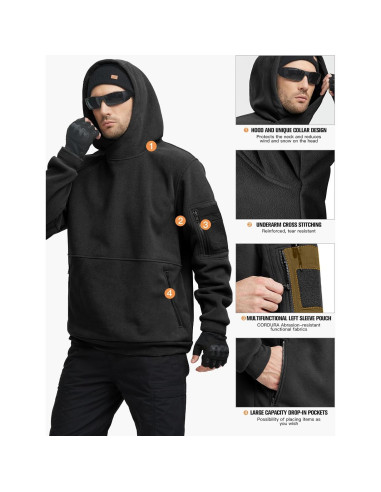 Sudadera Táctica de Invierno Free Soldier Forro Polar XL Negro