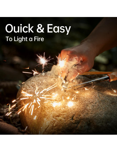 Encendedor de Fuego Ferro Rod Smalldu con Yesca y Mango de Madera