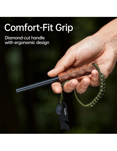 Encendedor de Fuego Ferro Rod Smalldu con Yesca y Mango de Madera