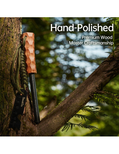 Encendedor de Fuego Ferro Rod Smalldu con Yesca y Mango de Madera