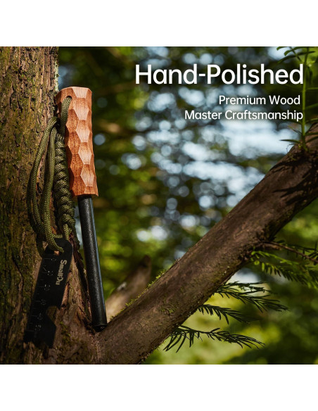 Encendedor de Fuego Ferro Rod Smalldu con Yesca y Mango de Madera