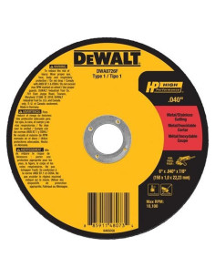 Rueda de Corte Rápido DEWALT DWA8726F 152.4 mm Óxido de Aluminio