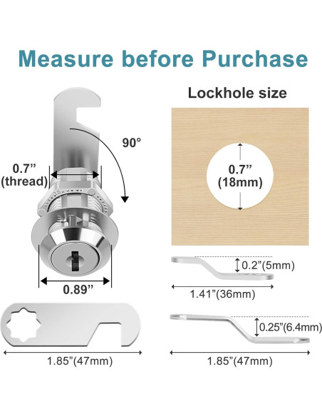 Cerradura de Cam Pertinel 1-1/8" con Llave Igualada 2 Pcs