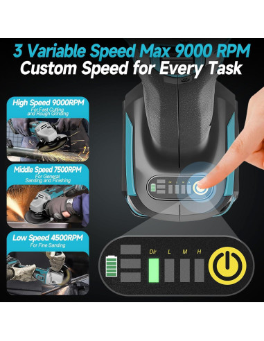 Amoladora Angular Inalámbrica Aslsouti 18V 5" 9000 RPM