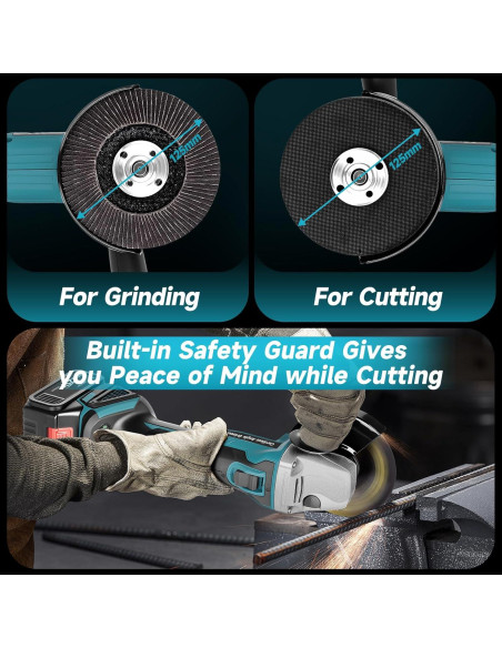 Amoladora Angular Inalámbrica Aslsouti 18V 5" 9000 RPM