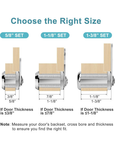 Cerradura de Cam Pertinel 1-1/8" con Llave Igualada 2 Pcs