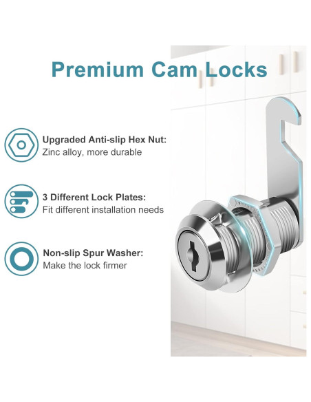 Cerradura de Cam Pertinel 1-1/8" con Llave Igualada 2 Pcs