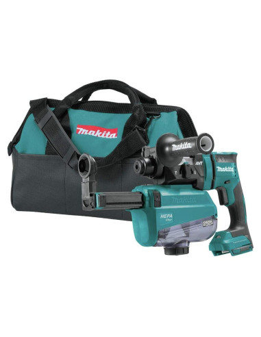 Martillo Rotativo Inalámbrico Makita XRH12ZW 18V con Extractor HEPA