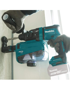 Martillo Rotativo Inalámbrico Makita XRH12ZW 18V con Extractor HEPA 2