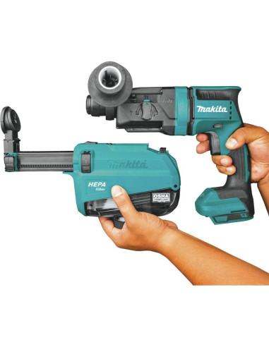 Martillo Rotativo Inalámbrico Makita XRH12ZW 18V con Extractor HEPA