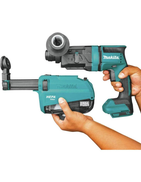 Martillo Rotativo Inalámbrico Makita XRH12ZW 18V con Extractor HEPA