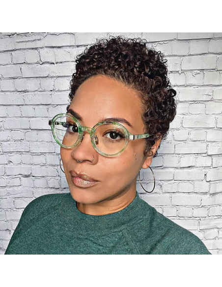 Gafas de lectura TR90 redondas Zeelool sin prescripción Floral Verde