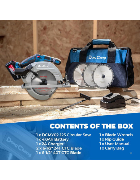 Sierra Circular Inalámbrica Dong Cheng 185mm 850W 5000RPM