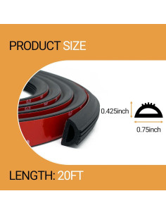 Tira de sellado de goma EPDM PACIXU 6.1m 1.9cm x 1.1cm 2