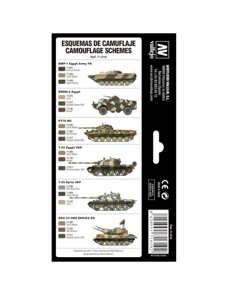 Set de Pintura Acrílica Vallejo 8 Botellas 17 ml Guerras Medio Oriente