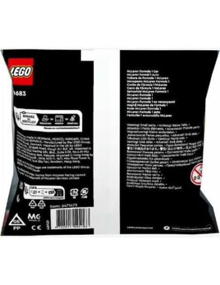 LEGO Campeones de Velocidad Auto McLaren F1 58 Piezas