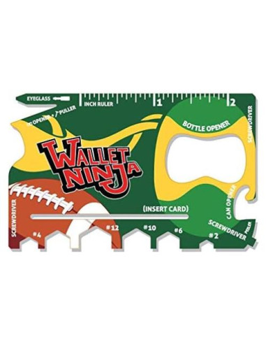 Wallet Ninja Herramienta Multitool 18 en 1 Fútbol Verde