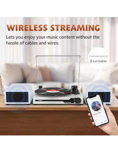 Reproductor de Vinilo Udreamer Blanco con Altavoces Bluetooth 5.3 2