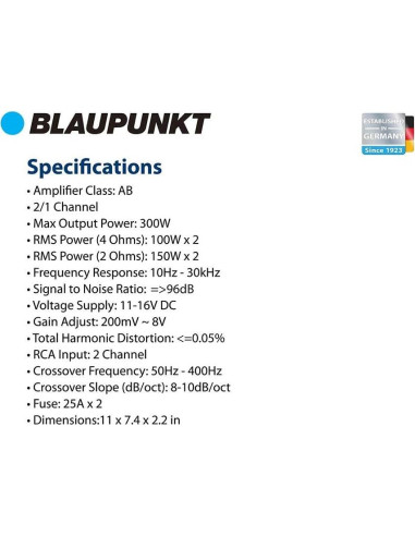 Amplificador de Auto Blaupunkt AMP2002 2000W 2 Canales