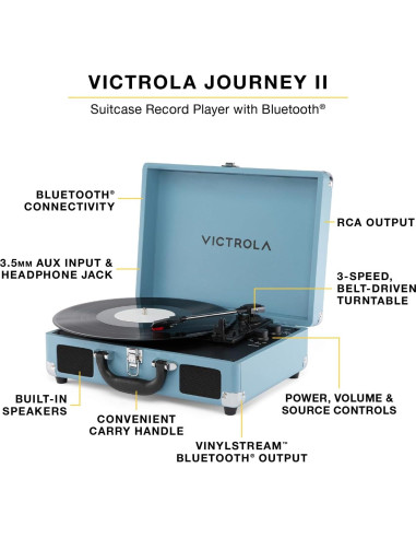 Reproductor de Discos Victrola Journey II Bluetooth Negro
