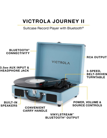 Reproductor de Discos Victrola Journey II Bluetooth Negro